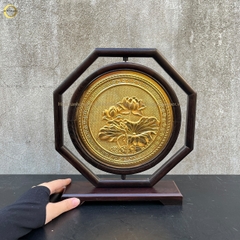 TRANH HOA SEN BẰNG ĐỒNG MẠ VÀNG 24K - 2 MẶT (KÍCH THƯỚC 30X27CM)