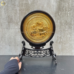 TRANH HOA SEN BẰNG ĐỒNG MẠ VÀNG 24K - 2 MẶT (KÍCH THƯỚC 35X25CM)