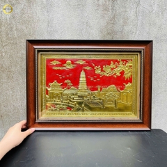 TRANH THÁP PHỔ MINH BẰNG ĐỒNG VÀNG - KÍCH THƯỚC 38X54CM