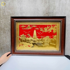 TRANH THÁP PHỔ MINH BẰNG ĐỒNG DÁT VÀNG - KÍCH THƯỚC 38X54CM