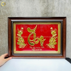 TRANH CHỮ THỌ BẰNG ĐỒNG VÀNG - KÍCH THƯỚC 54X38CM