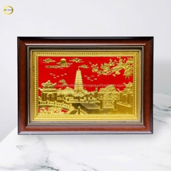TRANH THÁP PHỔ MINH BẰNG ĐỒNG DÁT VÀNG - KÍCH THƯỚC 38X54CM