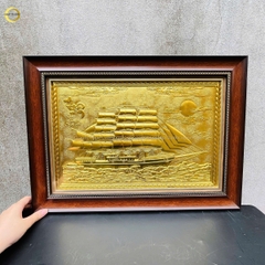 TRANH THUẬN BUỒM XUÔI GIÓ BẰNG ĐỒNG DÁT VÀNG  - KÍCH THƯỚC 54X38CM