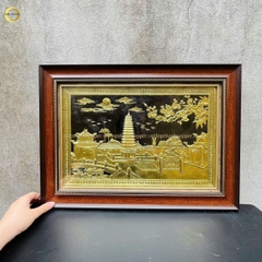 TRANH THÁP PHỔ MINH BẰNG ĐỒNG VÀNG - KÍCH THƯỚC 38X54CM
