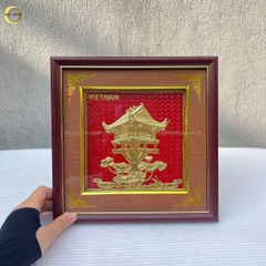 TRANH CHÙA MỘT CỘT BẰNG ĐỒNG VÀNG- KÍCH THƯỚC 26X26CM