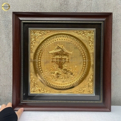 TRANH CHÙA MỘT CỘT BẰNG ĐỒNG MẠ VÀNG 24K- KÍCH THƯỚC 40X40CM