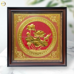 TRANH HOA SEN BẰNG ĐỒNG DÁT VÀNG - KÍCH THƯỚC 70X70CM