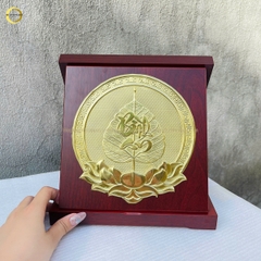 TRANH LÁ BỒ ĐỀ CHỮ BÌNH AN BẰNG ĐỒNG VÀNG - KÍCH THƯỚC 24X24CM