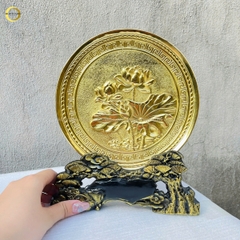 TRANH ĐĨA HOA SEN BẰNG ĐỒNG - TRANH QUÀ TẶNG ĐỂ BÀN (KÍCH THƯỚC 20CM)