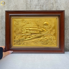 TRANH THUẬN BUỒM XUÔI GIÓ BẰNG ĐỒNG DÁT VÀNG - KÍCH THƯỚC 28X38CM