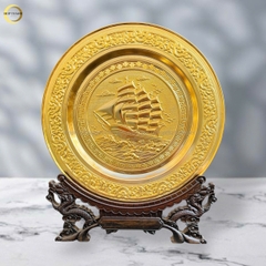 TRANH ĐĨA THUẬN BUỒM XUÔI GIÓ BẰNG ĐỒNG MẠ VÀNG 24K - ĐƯỜNG KÍNH 35CM