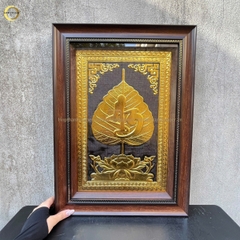 TRANH LÁ BỒ ĐỀ CHỮ AN BẰNG ĐỒNG DÁT VÀNG - KÍCH THƯỚC 38X54CM