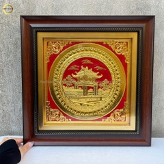 TRANH KHUÊ VĂN CÁC BẰNG ĐỒNG DÁT VÀNG  - KÍCH THƯỚC 40X40CM