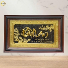 TRANH CHỮ BÌNH AN BẰNG ĐỒNG DÁT VÀNG- KÍCH THƯỚC 80X50CM