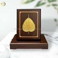 TRANH LÁ BỒ ĐỀ CHỮ LỘC BẰNG ĐỒNG  DÁT VÀNG  - QUÀ TẶNG ĐỂ BÀN (KÍCH THƯỚC 20X25CM)