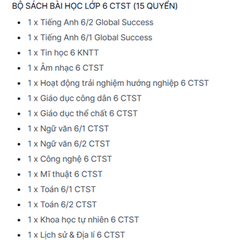 BỘ SÁCH BÀI HỌC LỚP 6 CTST (15 QUYỂN)