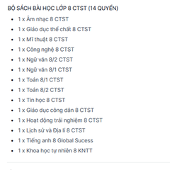 BỘ SÁCH BÀI HỌC LỚP 8 CTST (14 QUYỂN)