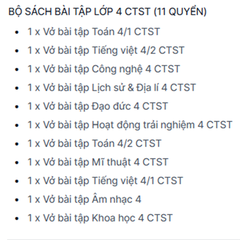 BỘ SÁCH BÀI TẬP LỚP 4 CTST (11 QUYỂN)