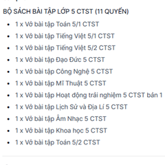 BỘ SÁCH BÀI TẬP LỚP 5 CTST (11 QUYỂN)