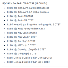 BỘ SÁCH BÀI TẬP LỚP 6 CTST (14 QUYỂN)