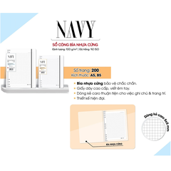 Sổ còng bìa nhựa cứng NAVY A5 200 trang