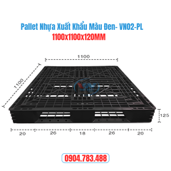 Pallet Nhựa Xuất Khẩu Màu Đen 1100x1000x125mm - VN02-PL