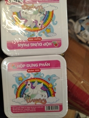 Hộp đựng phấn+ bông lau+ phấn