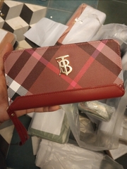 Ví tiền nữ dây kéo caro burberry- 20cm