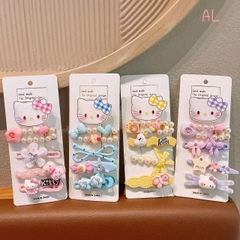 Set kẹp tóc 5 chi tiết Kitty ngọc trai