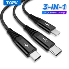 Cáp Đầu Thường Sạc Nhanh Topk An24 LoạI 3 In 1