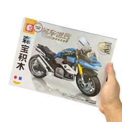 Đồ Chơi Bộ Lắp Ráp Siêu Xe Mô Tô Tốc Độ Màu Xanh Sembo 714532