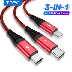 Cáp Đầu Thường Sạc Nhanh Topk An24 LoạI 3 In 1
