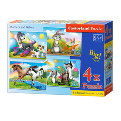 Đồ Chơi Xếp Hình Puzzle Mẹ Và Con: Chó, Mèo, Ngựa Và Thỏ 4 Bộ 8/12/15/20 Mảnh Castorland B-041053