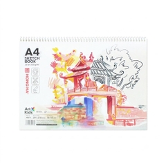 Vở Vẽ Lò Xo Hồng Hà Art Kids A4 4974 - 100gms (20 Tờ)