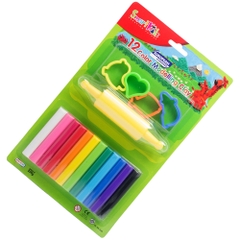 Sáp Nặn Smartkids 12 Màu Neon 4 Khuôn + 1 Cây Lăn SK BL12M5N