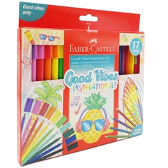 Hộp Bút Màu Sáng Tạo Faber-Castell Good Vibes Inspiration (10 Bút Lông Màu + 6 Bút Chì Màu Nước + 1 Cọ)
