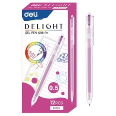 Bút Gel Bấm Deli 0.5mm EG118-PK Màu Hồng