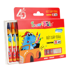 Bút Sáp Màu Smartkids Dino 12 Màu CR01
