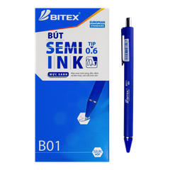 Bút Bi Bitex Semi Ink 0.6mm B-B01 Mực Xanh