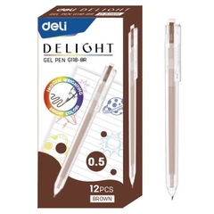 Bút Gel Bấm Deli 0.5mm EG118-BR Màu Nâu