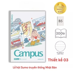 Vở Kẻ Ngang Campus B5 WA-FU Có Chấm 0346 Giấy Nhật 200TR