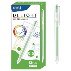 Bút Gel Bấm Deli 0.5mm EG118-LG Màu Xanh Lá Nhạt