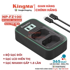 Bộ Sạc Đôi KingMa NP-FZ100 Thế Hệ 5 Phiên Bản Sạc Nhanh Gấp 1.8 Lần . For Sony A7 III, A7 IV, A7R IV, A7S III, A9, A1, FX3, ZV-E1
