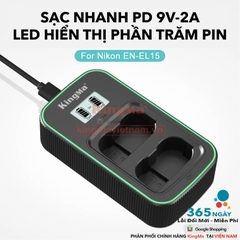 Bộ Sạc Đôi KingMa EN-EL15.EN-EL15A.EN-EL15B.EN-EL15C Thế Hệ 5 Phiên Bản Sạc Nhanh Gấp 1.8 Lần . For
