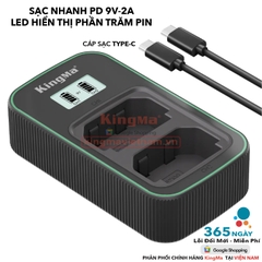 Bộ Sạc Đôi KingMa NP-FZ100 Thế Hệ 5 Phiên Bản Sạc Nhanh Gấp 1.8 Lần . For Sony A7 III, A7 IV, A7R IV, A7S III, A9, A1, FX3, ZV-E1