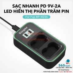 Bộ Sạc Đôi KingMa NP-W235 Phiên Bản Sạc Nhanh Gấp 1.8 Lần . For FUJI X-T4, X-T5, X-H2, X-H2S,...