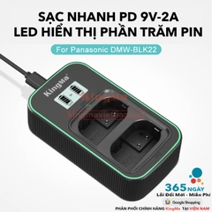 Bộ Sạc Đôi KingMa DMW-BLK22 Thế Hệ 5 Phiên Bản Sạc Nhanh Gấp 1.8 Lần . ForLumix GH5 II, GH6, S5, S5 II, S5 II X,...