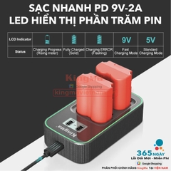 Bộ Sạc Đôi KingMa NP-W235 Phiên Bản Sạc Nhanh Gấp 1.8 Lần . For FUJI X-T4, X-T5, X-H2, X-H2S,...