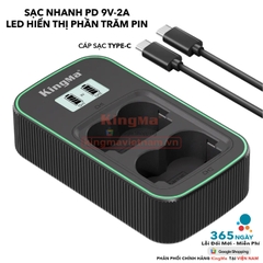 Bộ Sạc Đôi KingMa NP-W235 Phiên Bản Sạc Nhanh Gấp 1.8 Lần . For FUJI X-T4, X-T5, X-H2, X-H2S,...
