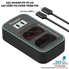 Bộ Sạc Đôi KingMa LP-E6.E6N.E6NH Phiên Bản Sạc Nhanh Gấp 1.8 Lần . For EOS 5D Mark II/III/IV, 6D/6D Mark II, 7D/7D Mark II, 80D, 90D, R, R5, R6, R6 Mark II, R7...